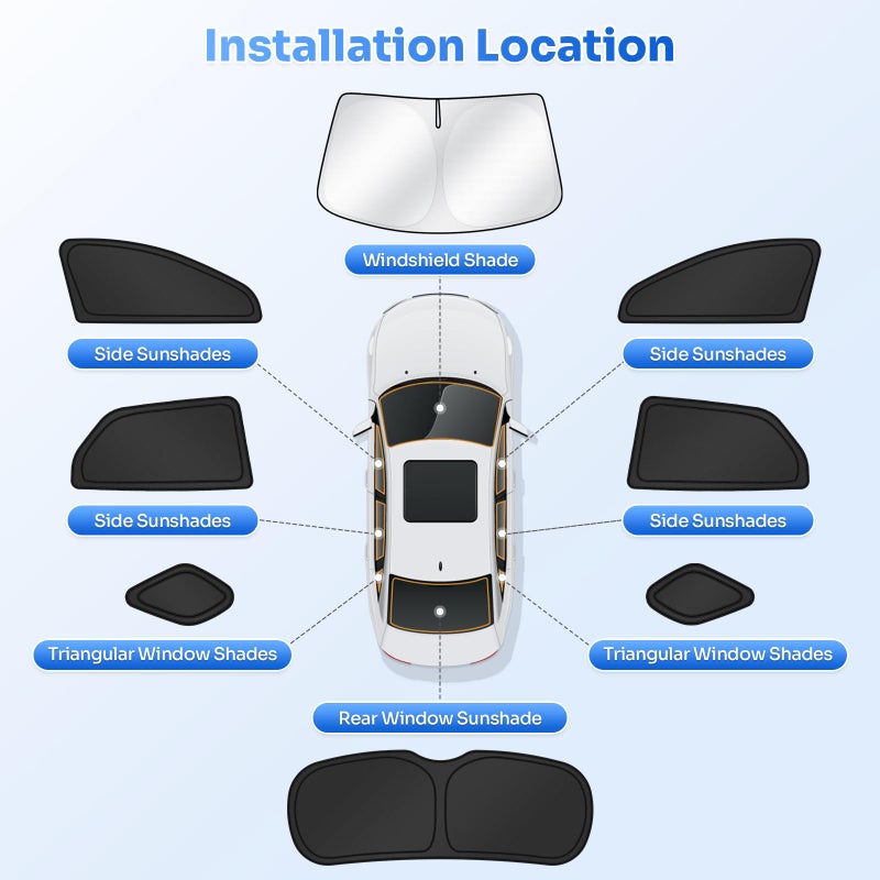 Canvcle Sunshades for 2024-2025 2026 Honda Prologue Accessories Windshield Sun Shade Side Rear Window Shade Cover Sun Visor Shield Privacy Protection for Camping Keep Vehicle Cool Black 8PCS - Image 5